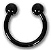 Produktbild piercing-dreams 1x Hufeisen 1,2 x 8 mm Nase, Lippe, Augenbraue, Ohr, Tragus, Helix, Brustwarze, Septum Titan Anodized schwarz mit Kugeln 3 mm