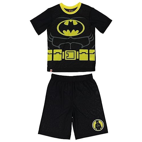 LEGO Batman Pajamas for Boys 2-Piece Polyester Shirt and Shorts Set Black/Yellow 8