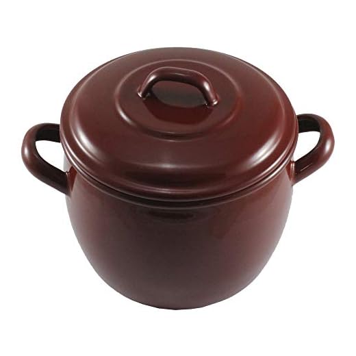 Olla Alta 34Cm Con Tapa Abombada Induccion Acero Esmaltado En Oferta Wurko - Olla Esmalte Marrón Bombeada 34 Cm