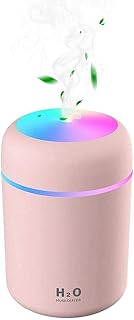 Mini Humidificateur d'air USB Ultrasonique avec 7 Couleurs de Lumière Breath, Arrêt Automatique, Mode 2 Brumes, pour Chambre, Bureau, Auto, Maison, Bébé (rose)