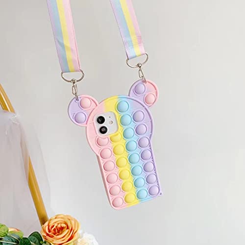 Run Girl's Phone Case Pop Bubbles Fidget Toy For Iphone11, Lanyard Design Rainbow Soft Silicone Phone Case, Classic Cartoon Mouse Shape For Girls & Children (For Iphone 11 6.1 Inch) #TOP5
