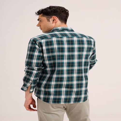 Image of BASICS 100% Cotton Checked Shirt for Men | Slim Fit | Everyday Smart Casual Wear | Full Sleeve