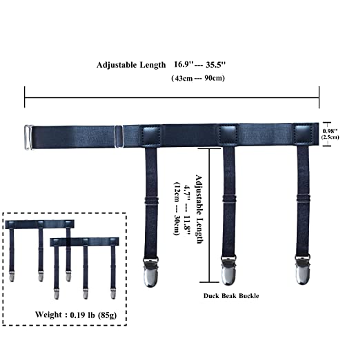 Image of VINAIDA Shirt Stays for Men, Adjustable Elastic Shirt Garter and Shirts Holder Securing Position with Non-slip Locking Clamps for Police Military, Black