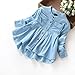 EISHOW Toddler Kids Little Girls Long Sleeve Top Blouse Ruffled Hem Denim Cute T-Shirt Spring Fall Autumn Casual Princess Clothes 1-7 Years Old (3XL (6-7T), Blue)