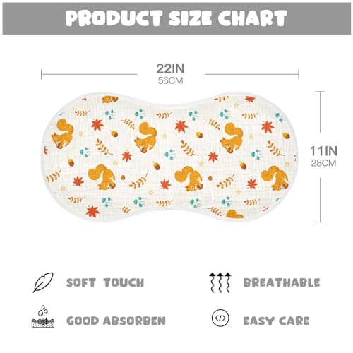 Image of Muslin Baby Burp Cloths, Autumn Cute Squirrel Muslin Baby Bibs Rags Comfy Soft Absorbent in for Newborn Boys and Girls 2 Piece 22 x 11 Inch