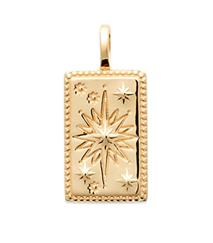 Pendentif en Plaqué Or 18 Carats rectangulaire gravé de fines étoiles