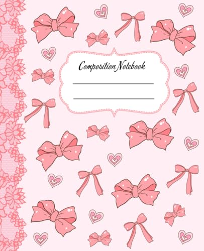 Coquette Composition Notebook: Cute Girly Pretty Pink Bows Aesthetic Wide Ruled Journal for Teen Girls, Women, Writing, Back to School, College, University, Office, Work image 2