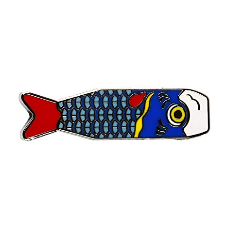 Koi Fish Flag Fishing Outdoors Pond Lake Enamel Lapel Pin (1 Pin)