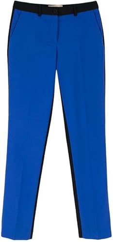 Michael Kors Pantalones de Lana con Bloques de Color Negro y Azul Segunda Mano