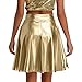 Womens Metallic Skater Skirts Pleated Skirt Performance Costume Stage Costumes Shiny Flared Holographic Skort