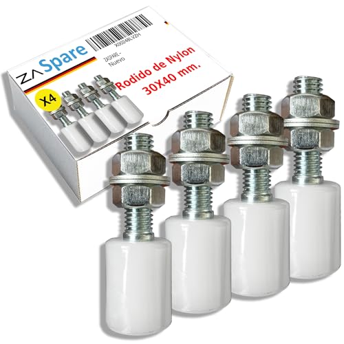 ZASPARE – Rodillos de Nylon para Puertas Correderas Ruedas Guia Industriales para Interior y Exterior Puertas de Garaje Portones Cintas Transportadoras (30X40 (PACK 4))