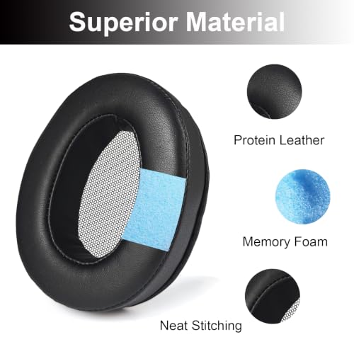 Almohadillas de repuesto para auriculares Sony MDR-1A / MDR-1ADAC - Negro | Compatible con Sony MDR-1A, MDR-1ADAC y MDR1A, cuero proteico premium y espuma viscoelástica, ajuste cómodo y fácil instalación miniatura 6