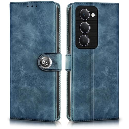 Image of WOW IMAGINE Shock Proof Flip Cover Back Case for Mi Redmi 15 5G (Magnetic Button Flip Case | Wallet Pockets & Stand | Leather Finish | Aquamarine)