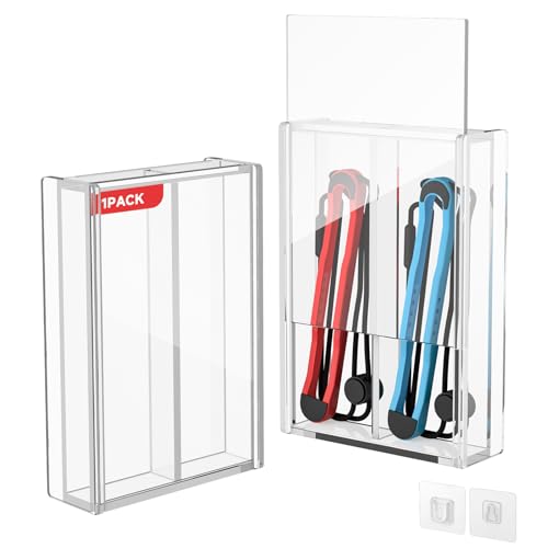 CaSZLUTION Clear Acrylic Protector Case Compatible with Joy-Con 2 Strap, 1 Pack 3mm Thick Dustproof Storage Holder for Joy Con Controller Wrist Straps (Display Case Only)