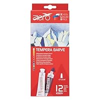 AERO Tempera, 12 leuchtende und intensive Farben, 7,5ml, hochpigmentiert, mit Wasser vermalbar, für zahlreiche Maltechniken