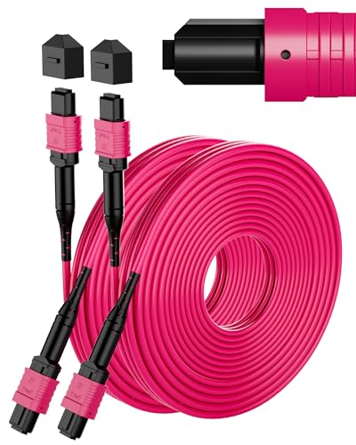 Image of OM4 MPO to MPO Fiber Patch Cable 10M 2-Pack, 12 Fiber Type B Female Multimode Fiber, LSZH MTP Compatible, for 40G 100G 200G QSFP Data Center Parallel Optics