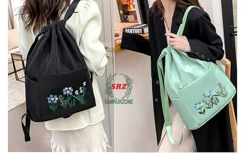 Image of SRZ School Bag College Bag Backpack for women Travel bag Polyester Trendy Stylish Backpack Drawstring Embroidery