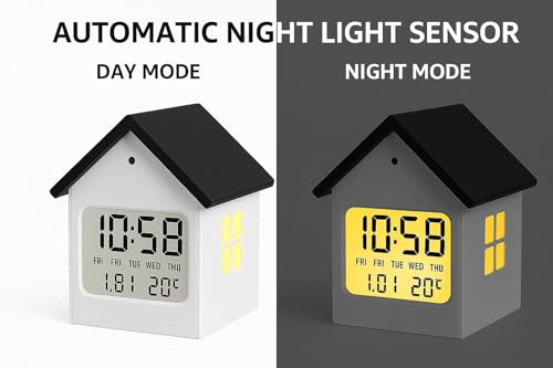 Image of CBK Digital Alarm Clock with Week,Date,Days-Month,Temperature Display,Compact Desk Table Clock for Students,Office,Bedroom,Living Room,Home Decor,Corporate Use (Dream Home Clock)