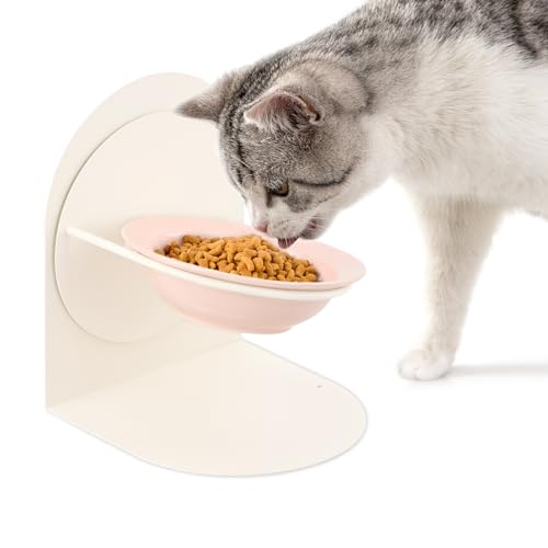 Meowzaar 猫用食器 フードボウル 陶器製 猫皿 ペットボウル 餌入れ 水入れ 水飲み皿 食器台 マグネットあり 角度/高度調整 傾斜 頸椎を保護 食べやすい 取り外し可能 お手入れ簡単 食洗機/電子レンジ対応 小型犬も適用