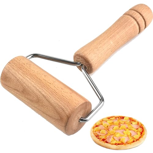 YUEMING Rodillo de Madera, Antiadherente Rodillo de Amasar con Mango Rodillo para Panaderos para Masa para Hornear Pizza Pastel Pasteles Pastas y Galletas T-arce