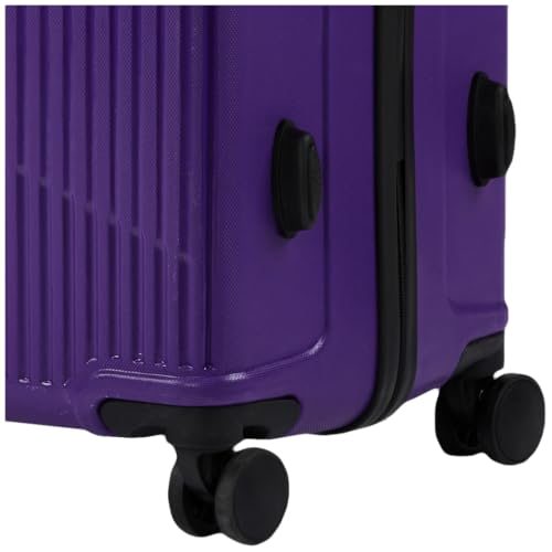 Image of Teakwood Set of 3 8 Wheels Trolley Bag, Hard Cabin with Zipper Closure, Adjustable Push Button & Cross Side Strap, Number Lock System 360 Degree (Set of 3, Purple)