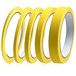 Udewo 5 Rolls Yellow Masking Fine Line Tapes Tape 3/5/7/10/15mm Wide x22 Yard Writable Automotive Premium Painting & Decorating