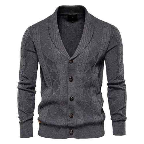 Mens ClassicV Neck Sweaters Casual Zipper Cotton Winter Sweaters Fashion Solid Color Basic Cardigans