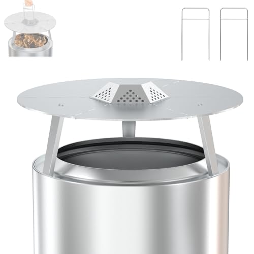 Heat Deflector for Solo Stove Yukon 27 Accessories Fire Pit Portable Heat Diffuser for Solo Yukon & 27 Other Firepit 304 Stainless Steel with Carrying Handle for Firepit Captures & Redirects Warmth