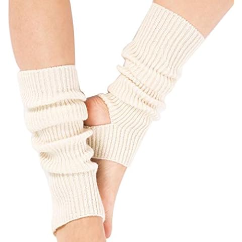 Fashion Yoga Socks for Women Girls Workout Socks Toeless Training Dance Leg Warmers, White, Medium Cover