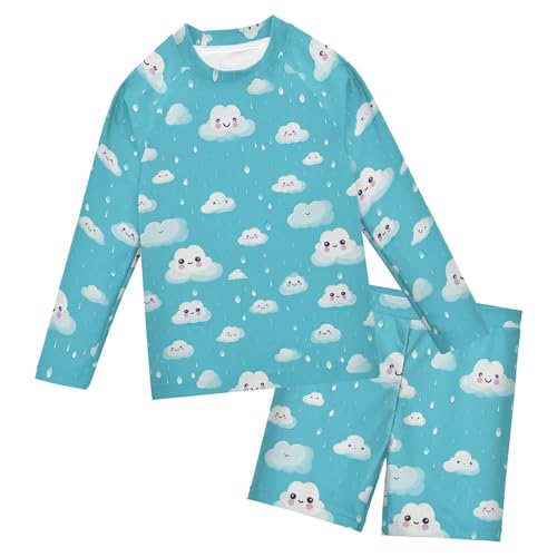 Clouds Blue Toddlers and Baby Boys' Swimsuit Trunk and Rashguard Set B0403773