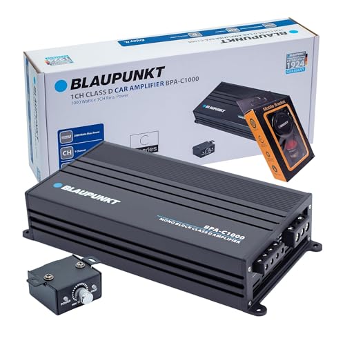 BLAUPUNKT BPA-C1000 Elite C-Series Car Audio Mono Block Class D Amplifier - 1000 Watts x 1-Channel Rms - 2000 Watts Max Power Monoblock Amp - Black