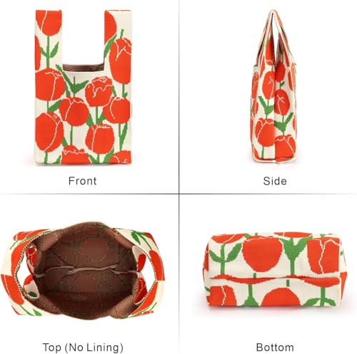 Image of Kawn Crochet Wrist Handbag for Women Wristlet Sleeve Knot Pouch Portable knitted breathable lightweight foldable Casual Small Purse Cute Tote Bag For Shopping, Dating, Travel