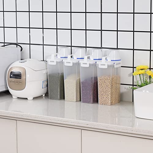 4Pack Food Storage Containers With Lids Airtight And Measuring Cup For Flour,Sugar,Grain,Rice & Baking Supply-Airtight Kitchen & Pantry Bulk Food Storage For Kitchen Organization,Clear 2.5L #TOP4