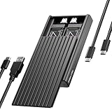 Dual M.2 NVMe SSD Enclosure, ICY BOX 20Gbps NVMe Enclosure, USB C to M2 Adapter for M Key PCIe 2230/2242/2260/2280 M.2 SSDs, Dual Bay Tool-Free Installation Aluminum SSDs Reader