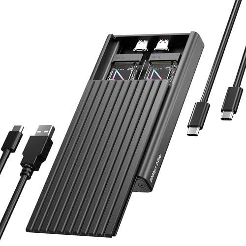 Dual M.2 NVMe SSD Enclosure, ICY BOX 20Gbps NVMe Enclosure, USB C to M2 Adapter for M Key PCIe