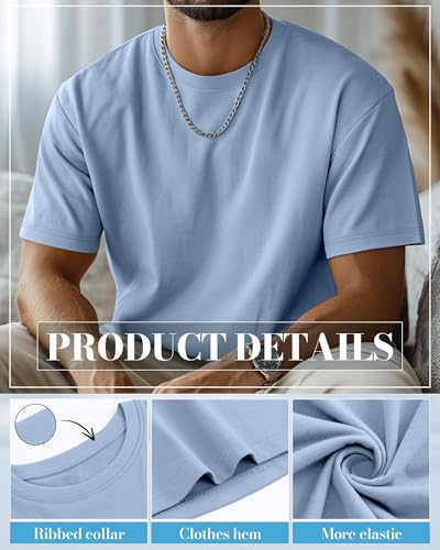 Ficerd 5 Pack Men's Big and Tall Shirts Short Sleeve Cotton Tee Summer Crew Neck Oversize Top Loose Fit Shirt Multipack4