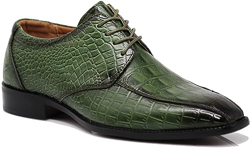 Image of Gator3N Men's Alligator Crocodile Print Oxfords Fashion Lace Up Dress Shoes