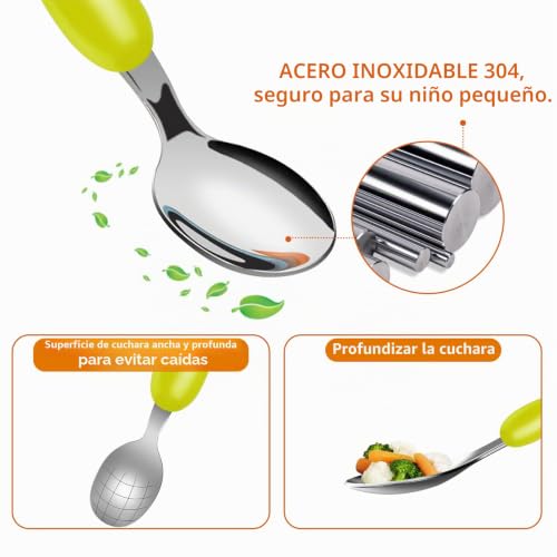 Miniatura 3 de Lehoo Castle Cubiertos Bebe - Cubiertos Infantiles Acero Inoxidable Con 2 X Tenedores Niños, 2 X Cuchillos Niños, 2 X Cucharas Infantiles Dinosaurio