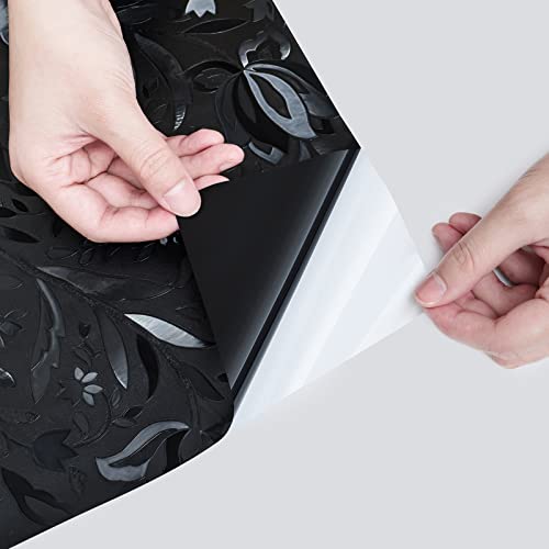 Niviy Blackout Window Film 100% Light Blocking Window Cover Room Darkening Black Window Film Removable Black Out Window Tint for Home(23.6 x 78.7 inches)