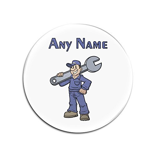 UNIGIFT Cadeau personnalisé - Dessous de verre rond brillant avec grande clé (motif carrière couleur) n'importe quel nom, message unique - Ingénieur, garage, employé, véhicule Cover