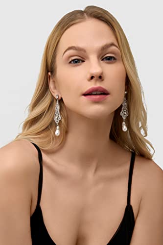 BABEYOND-1920s-Flapper-Art-Deco-Gatsby-Earrings-20s-Flapper-Gatsby-Accessories-Vintage-Wedding-Dangle-Pearl-Earrings