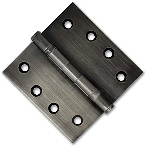 Finsbury Hardware Solid Brass Door Hinge Heavy Duty Ball Bearing Polished 4X4 Inch With Decorative Screw-On Tips Included - Set Of 24 Hinges (Pewter) #TOP2