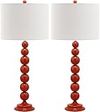 SAFAVIEH Lighting Collection Jenna Modern Contemporary Orange Stacked Ball 32-inch Bedroom Living Room Home Office Desk Nightstand Table Lamp Set of 2 (LED Bulbs Included)