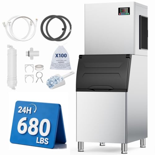 680-lb Commercial Ice Maker with 580-lb Storage