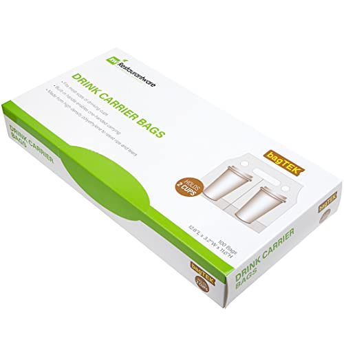 Restaurantware Bag Tek Plastic Drink Carriers 100 Double Cup Plastic Bags For Cups - Disposable With Handles Clear Plastic Drink Delivery Bags For Delivery Coffee Tea Juice by Restaurantware - Image 2