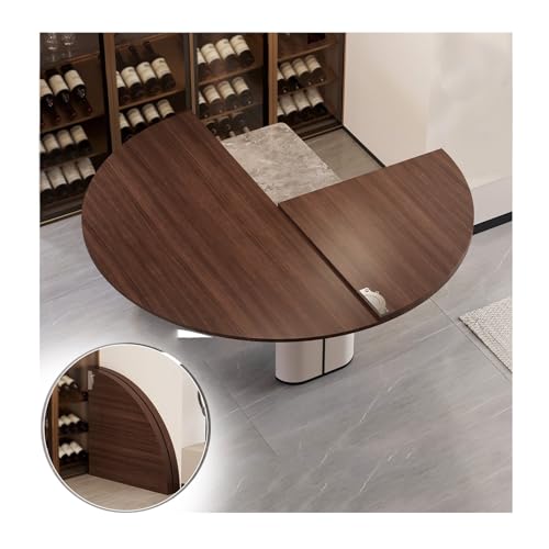 Tavolo pieghevole rotondo in legno da 149,9 cm, per interni ed esterni, espandibile, tavolo di ricambio (160 cm, design slish per intrattenimento e sala da pranzo