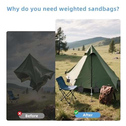 IIRC Sandsäcke für Pavillon 8 STK, Klein Sandsack Beschwerung mit Befestigungszubehör, Sandsäcke zum Beschweren für Pavillon, Zelt, Außenvorhängen