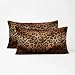 CARRIE HOME Soft Plush Leopard Print Faux Fur Lumbar Pillow Covers for Home Couch Sofa (Set of 2, 12x20 inch)