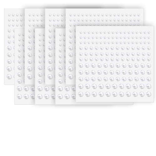 Pearl Stickers for Hair Decoration, Self-Adhesive Gems, 3-6mm White Jewels, Face Body Nail Art Craft (1320)