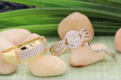 Dazzlingrock Collection Men’s And Women’s Ring With Enhancer Guard Band, 0.65 Carat (Ctw) Diamond With 10K Yellow Gold, White #TOP1